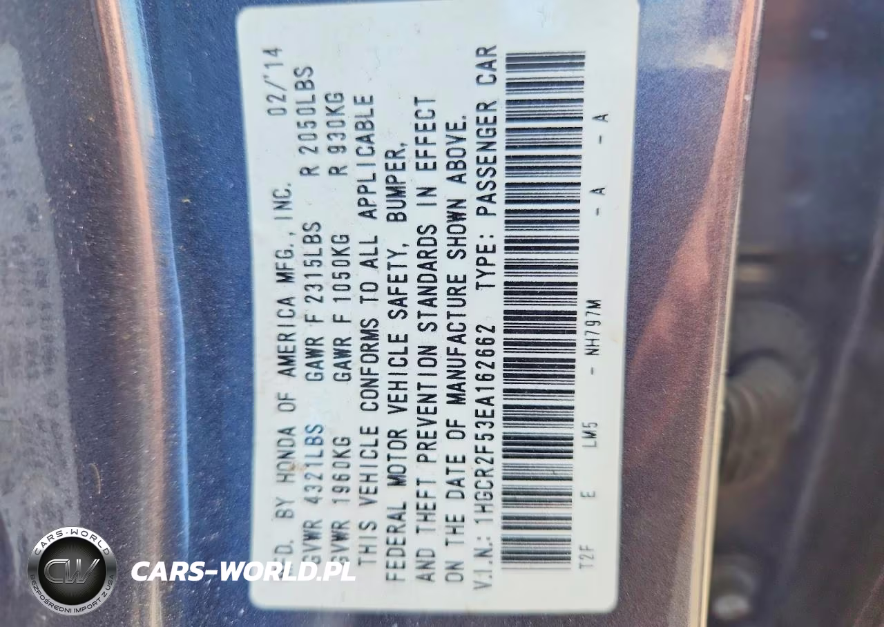 2014 Honda Accord Sport VIN:1HGCR2F53EA162662 - 12