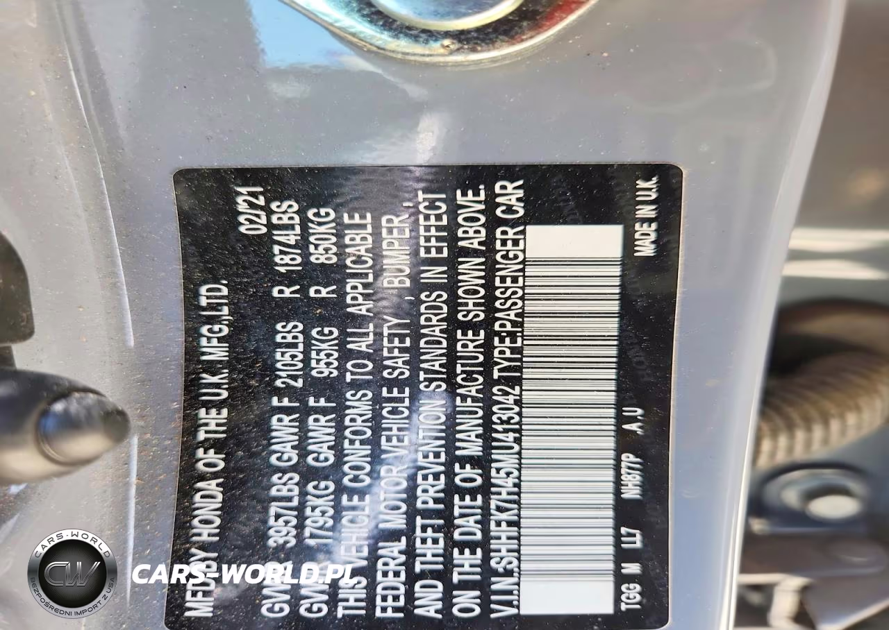 2021 Honda Civic Sport VIN:SHHFK7H45MU413042 - 13