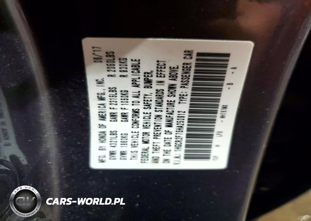 2017 Honda Accord Ex VIN:1HGCR2F75HA250912 - 13