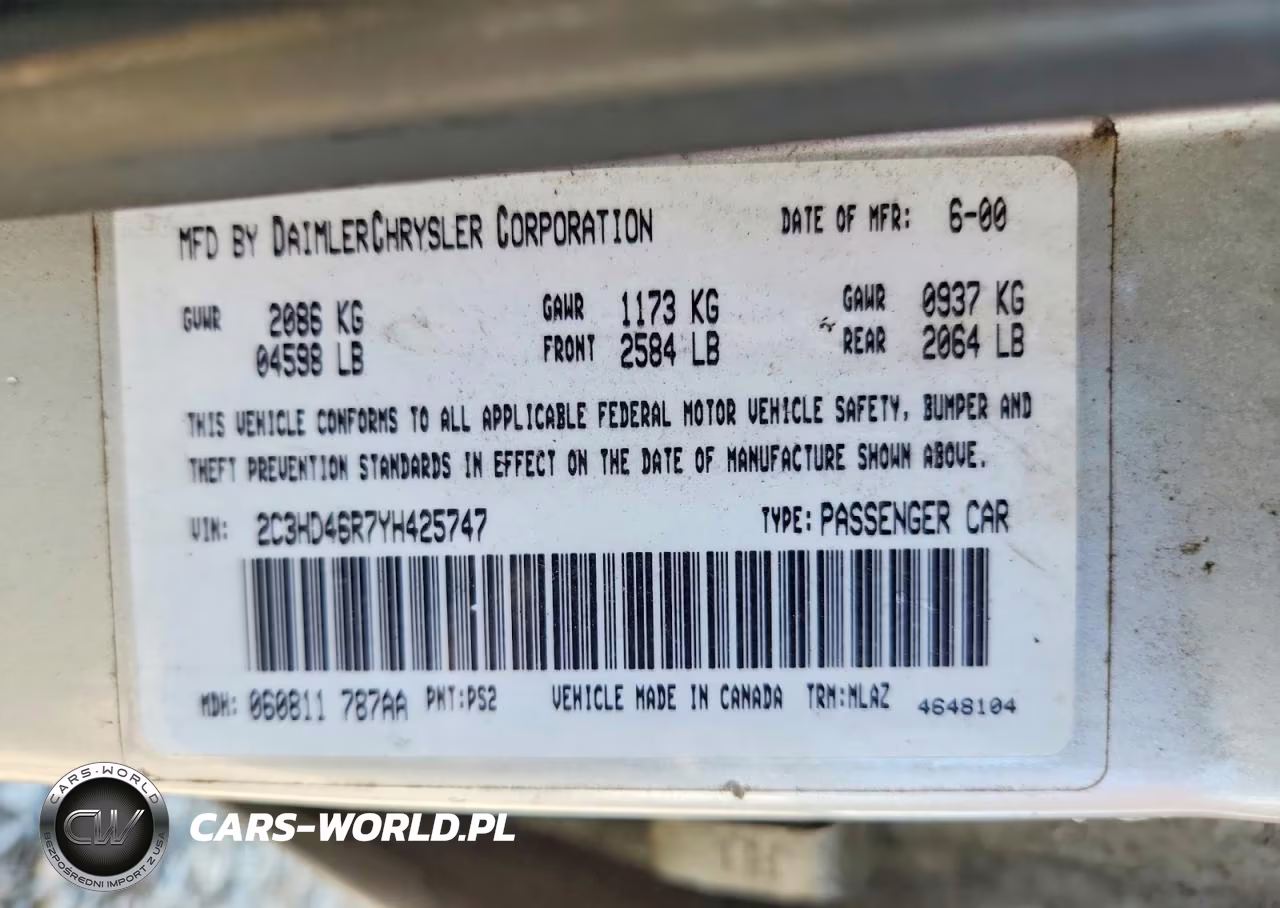 2000 Chrysler Concorde Lx VIN:2C3HD46R7YH425747 - 12