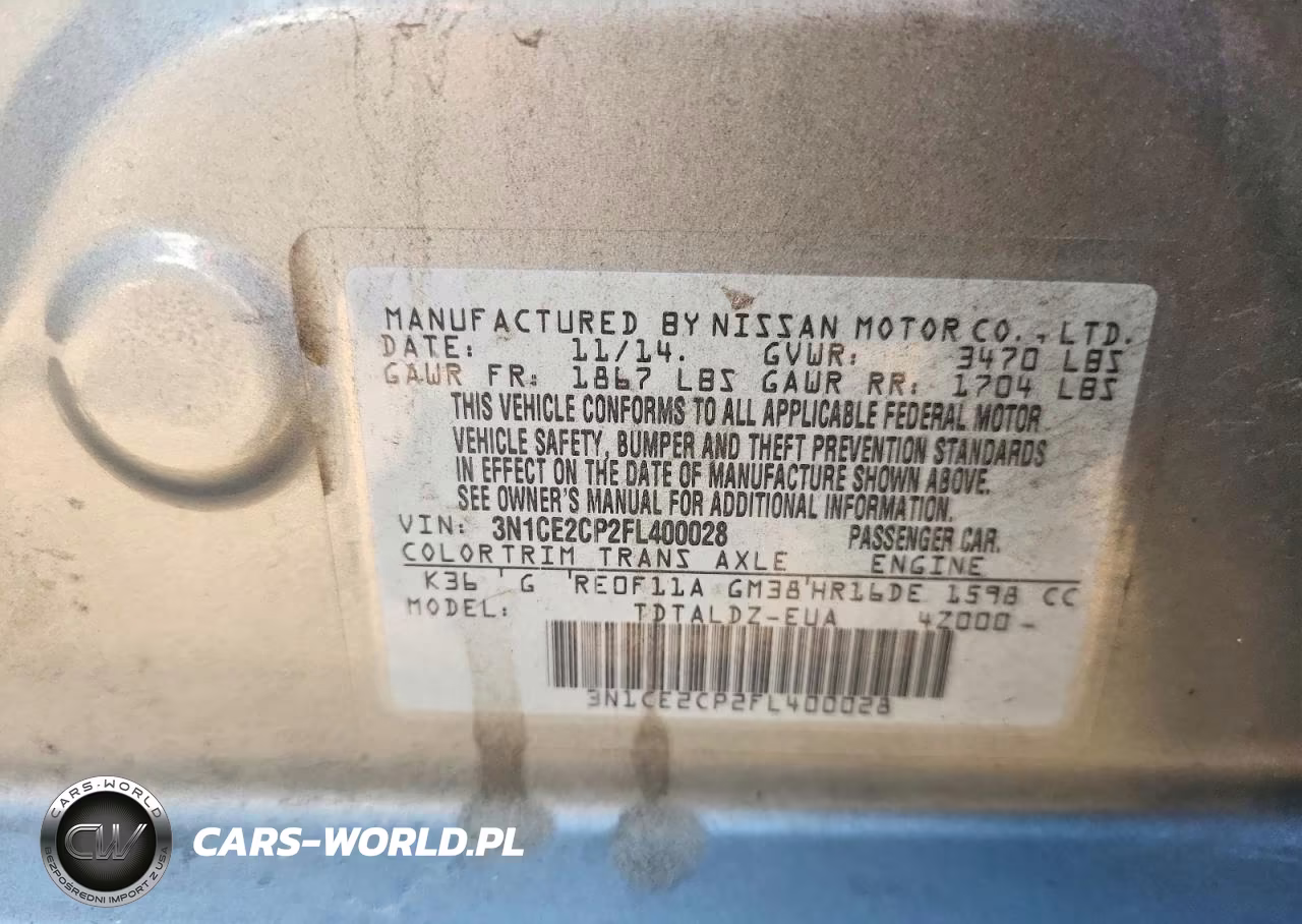 2015 Nissan Versa Note Sv VIN:3N1CE2CP2FL400028 - 12
