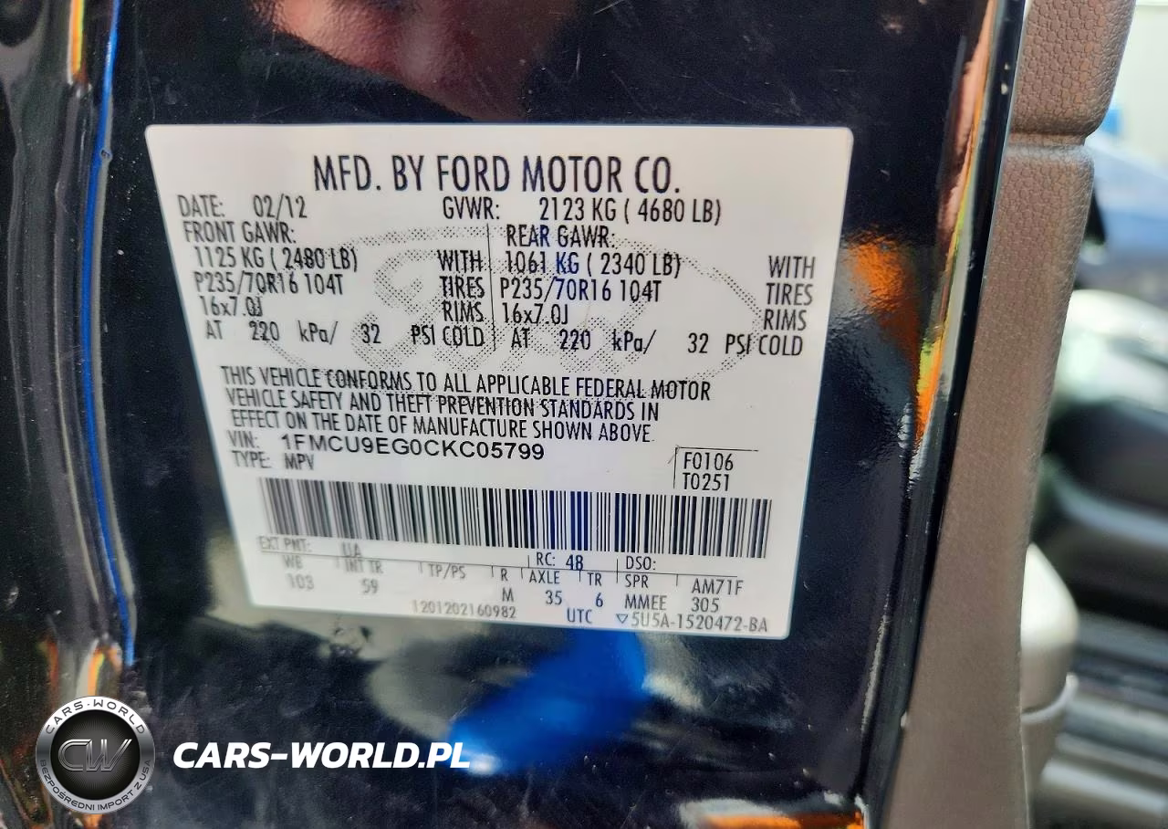 2012 Ford Escape Limited VIN:1FMCU9EG0CKC05799 - 13