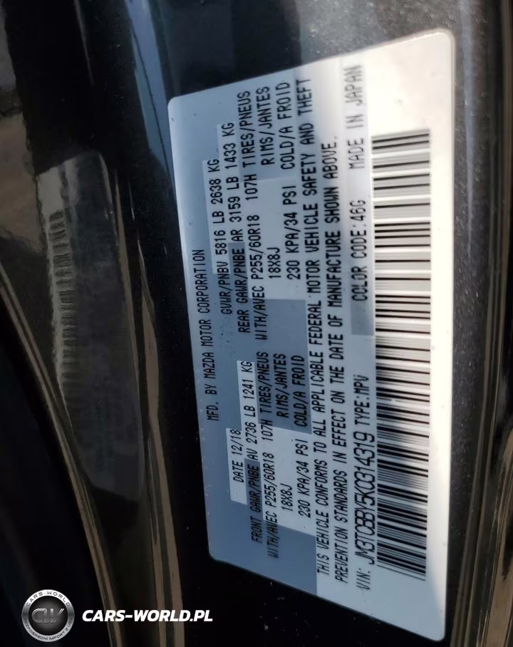 2019 Mazda Cx-9 Sport VIN:JM3TCBBY5K0314319 - 13