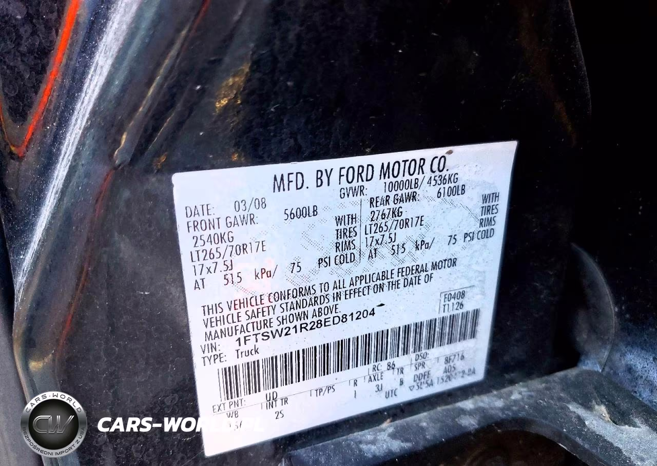 2008 Ford F250 Super Duty VIN:1FTSW21R28ED81204 - 12