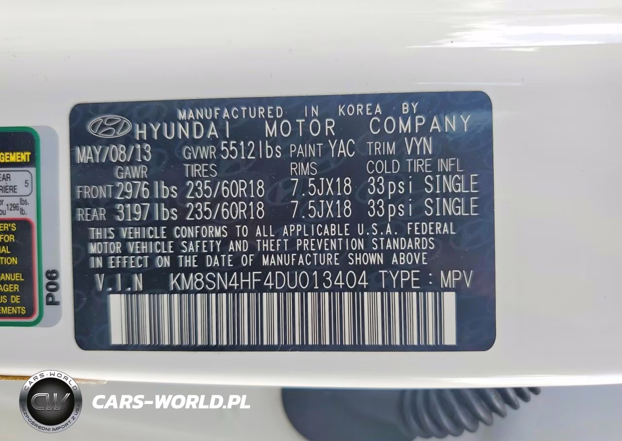 2013 Hyundai Santa Fe Gls VIN:KM8SN4HF4DU013404 - 13
