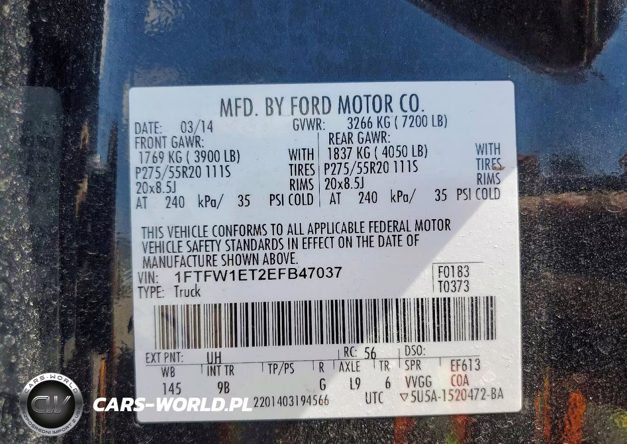 2014 Ford F150 Supercrew VIN:1FTFW1ET2EFB47037 - 12