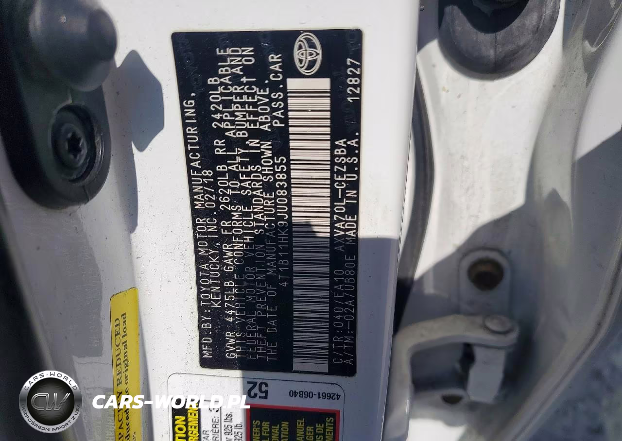 2018 Toyota Camry L Automatic VIN:4T1B11HK9JU083855 - 13