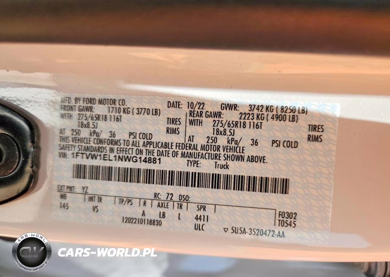 2022 Ford F150 Lightning Pro VIN:1FTVW1EL1NWG14881 - 12