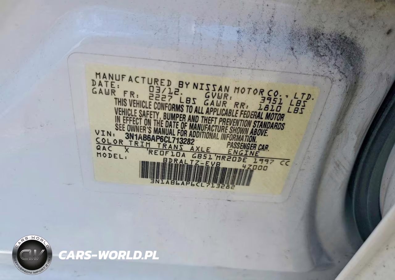 2012 Nissan Sentra 2.0 VIN:3N1AB6AP6CL713282 - 12