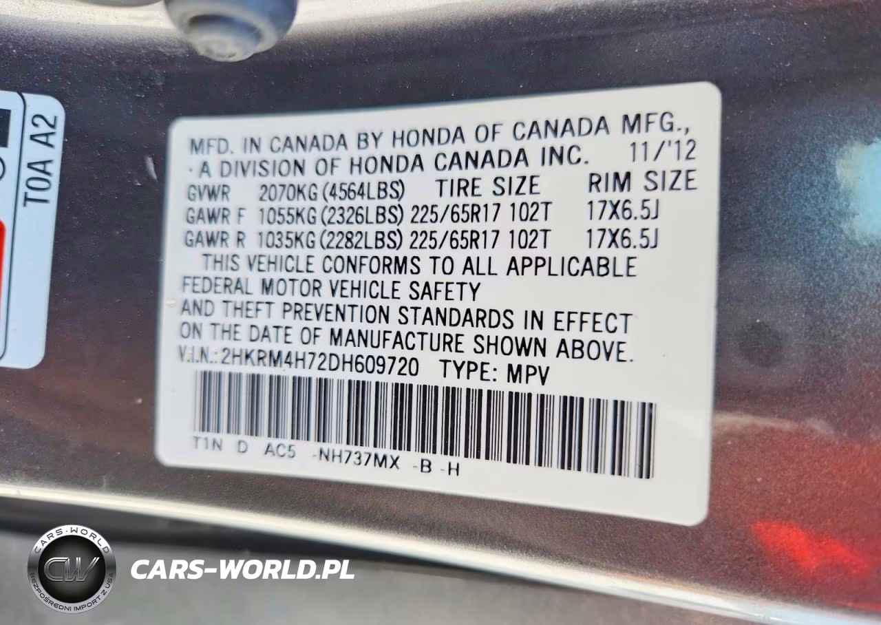 2013 Honda Cr-V Exl VIN:2HKRM4H72DH609720 - 13