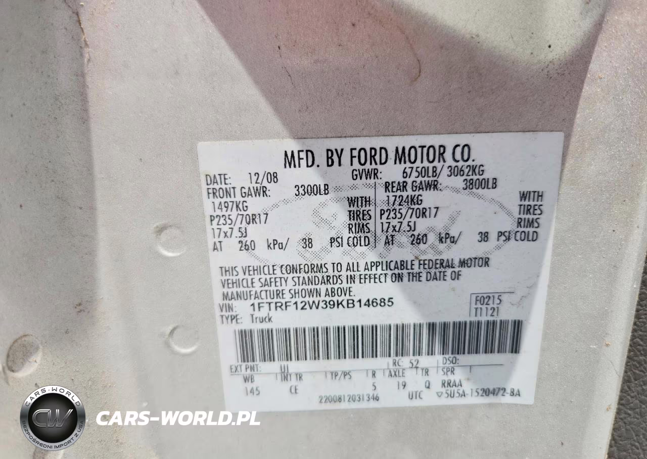 2009 Ford F150 VIN:1FTRF12W39KB14685 - 13