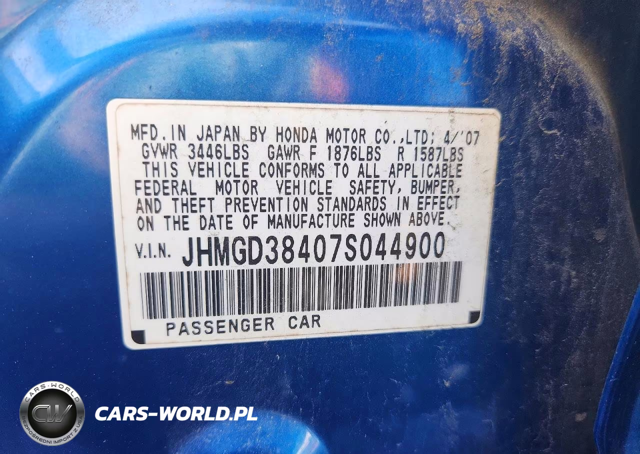2007 Honda Fit VIN:JHMGD38407S044900 - 12
