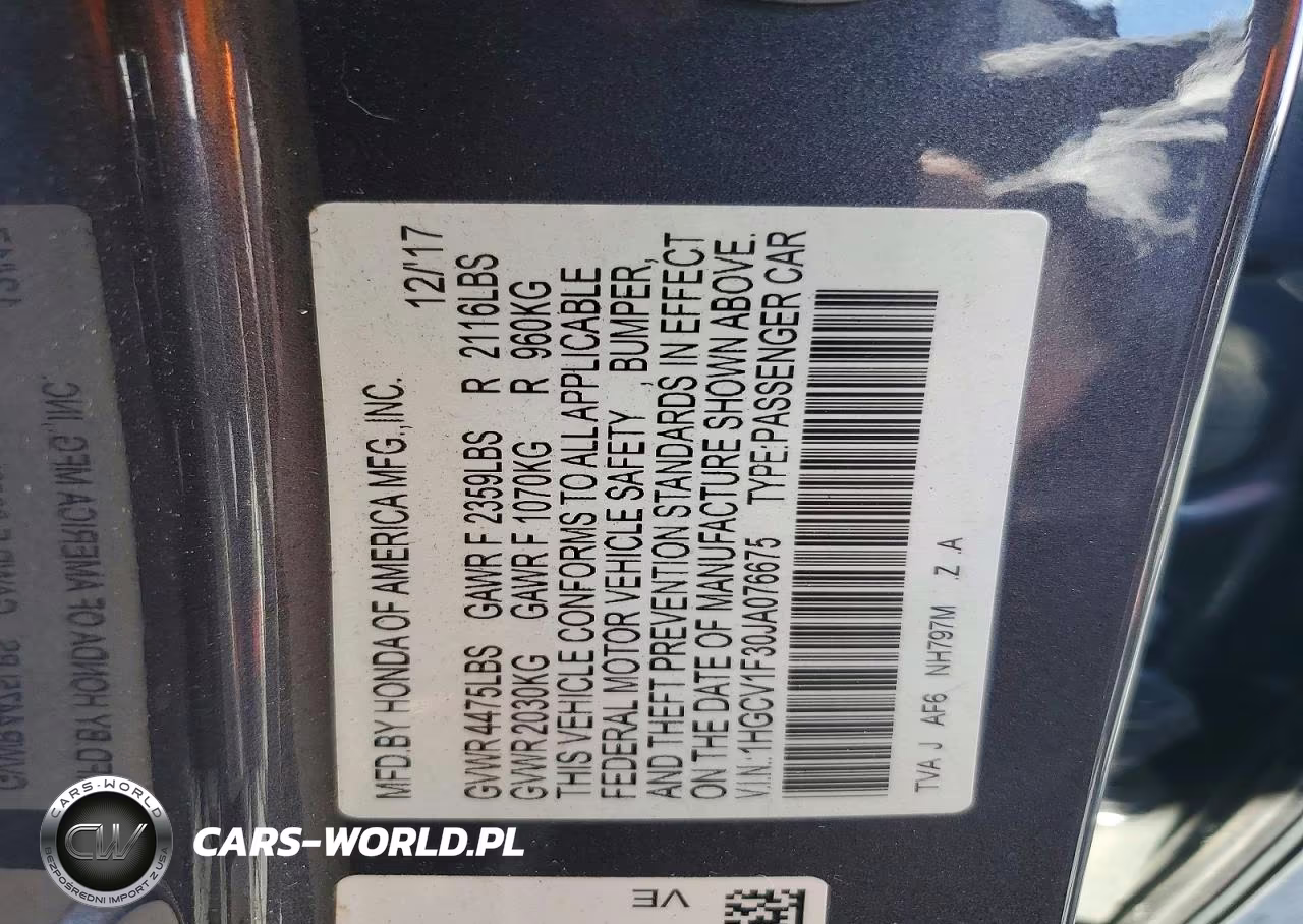 2018 Honda Accord Sport VIN:1HGCV1F30JA076675 - 12