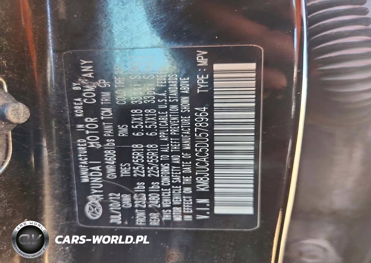 2013 Hyundai Tucson Limited VIN:KM8JUCAC5DU578964 - 12