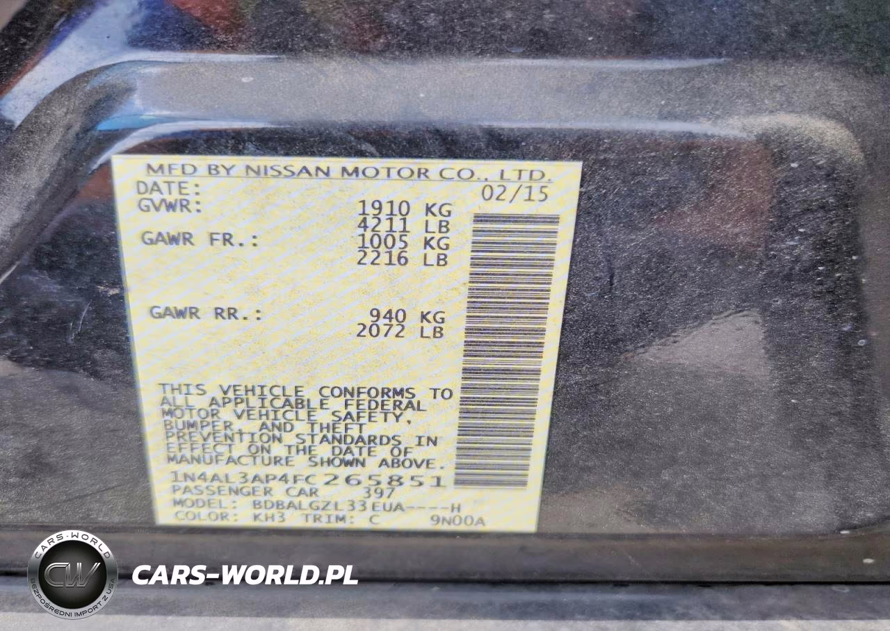 2015 Nissan Altima 2.5 S VIN:1N4AL3AP4FC265851 - 12
