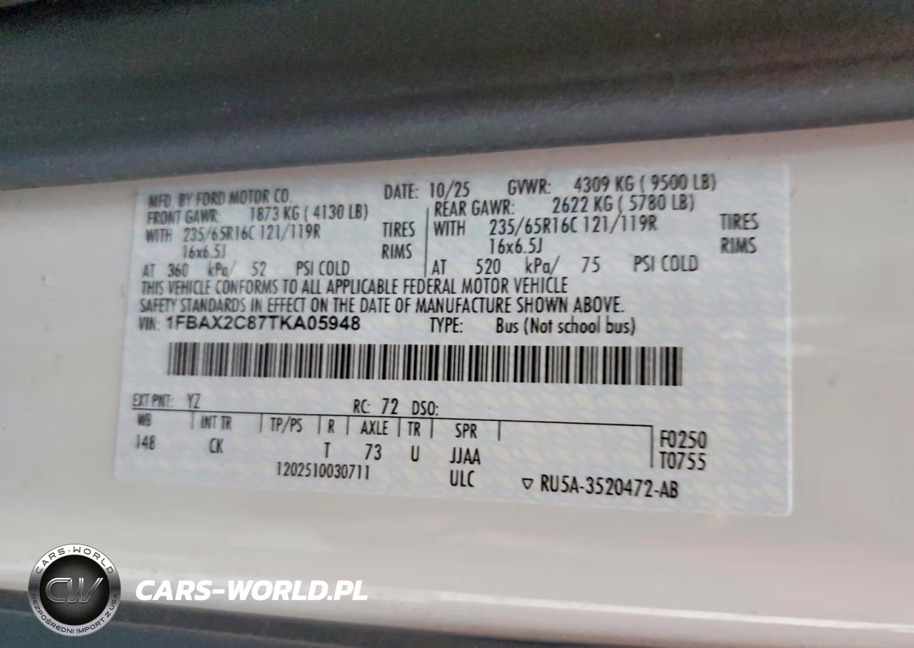 2026 Ford Transit T-350 VIN:1FBAX2C87TKA05948 - 13