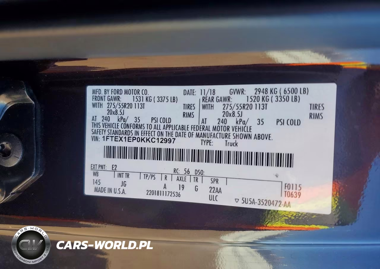 2019 Ford F150 Super Cab VIN:1FTEX1EP0KKC12997 - 12