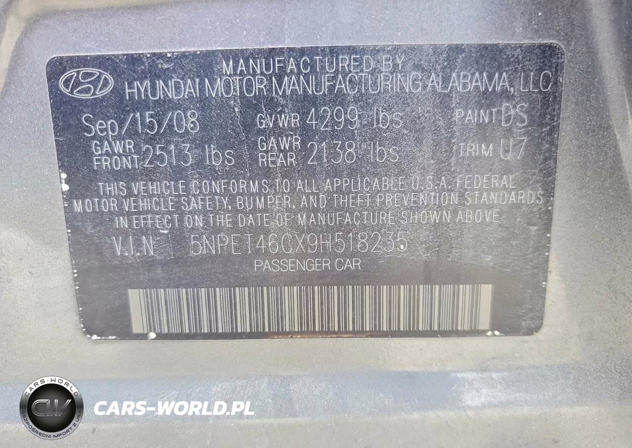 2009 Hyundai Sonata Gls VIN:5NPET46CX9H518235 - 12