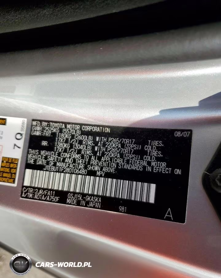2008 Toyota Fj Cruiser Base VIN:JTEBU11F280106480 - 13