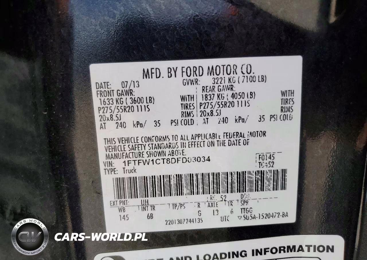 2013 Ford 150 VIN:1FTFW1CT8DFD03034 - 12