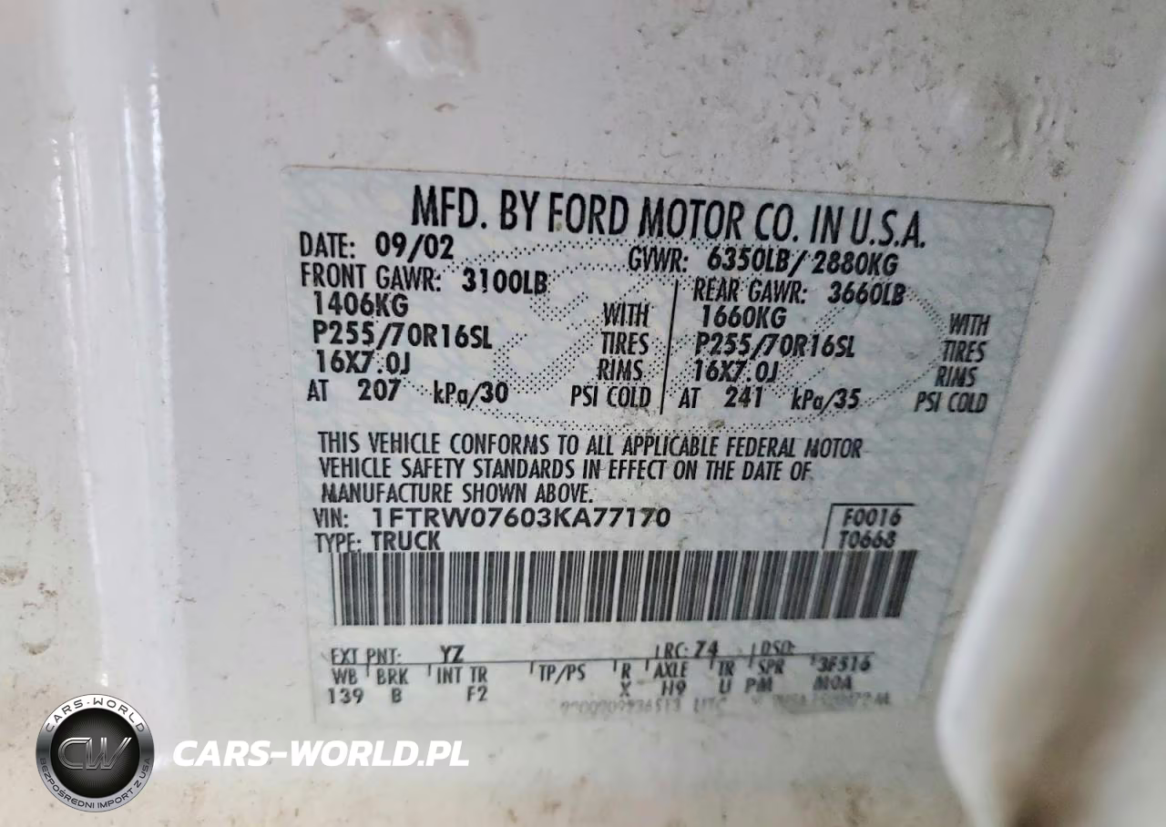 2003 Ford F150 Supercrew VIN:1FTRW07603KA77170 - 13