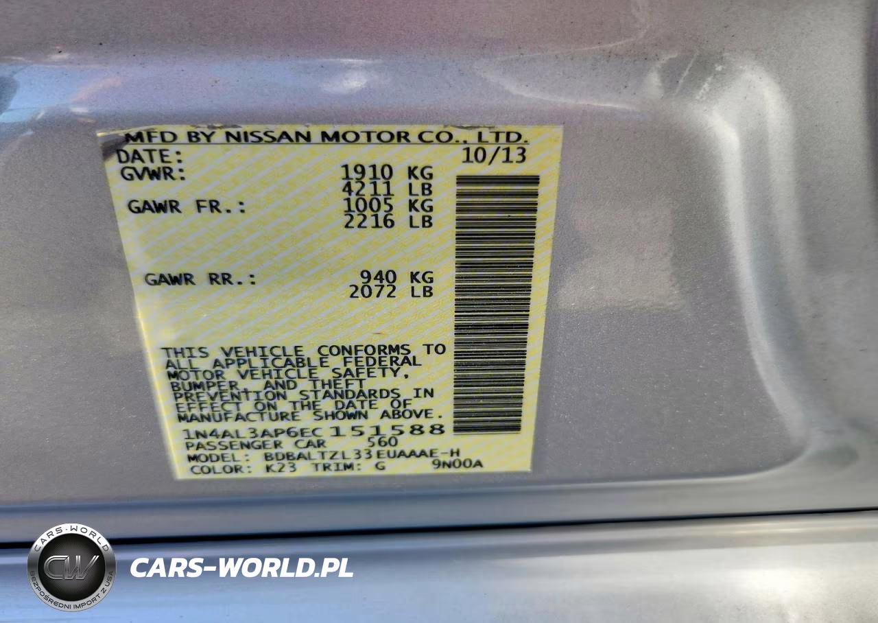 2014 Nissan Altima 2.5 Sv VIN:1N4AL3AP6EC151588 - 12