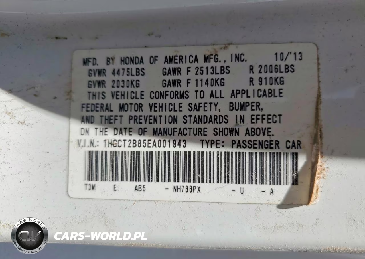 2014 Honda Accord Exl VIN:1HGCT2B85EA001943 - 12