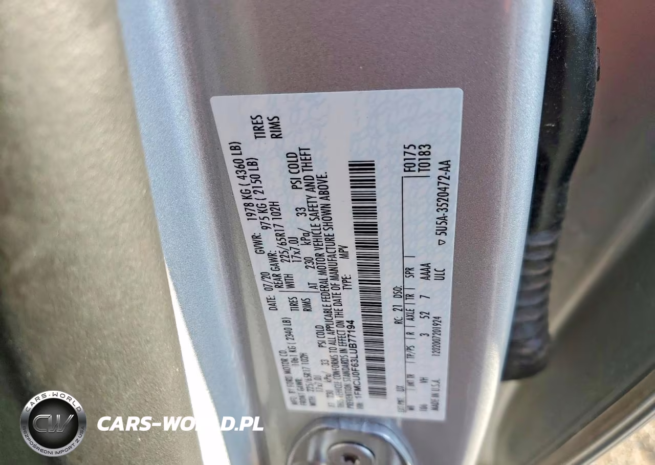 2020 Ford Escape S VIN:1FMCU0F63LUB77194 - 13