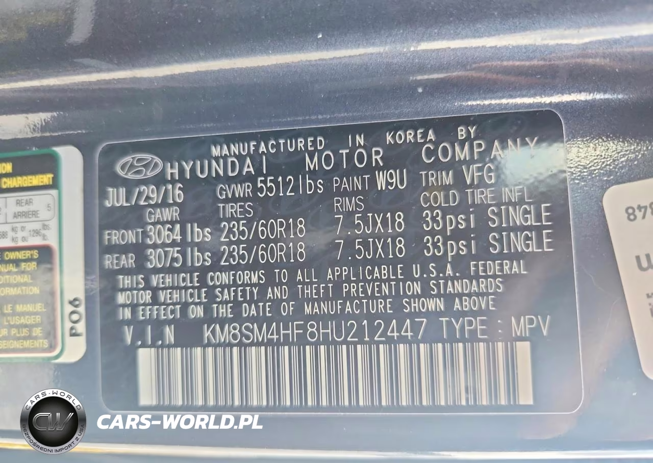 2017 Hyundai Santa Fe Se VIN:KM8SM4HF8HU212447 - 13