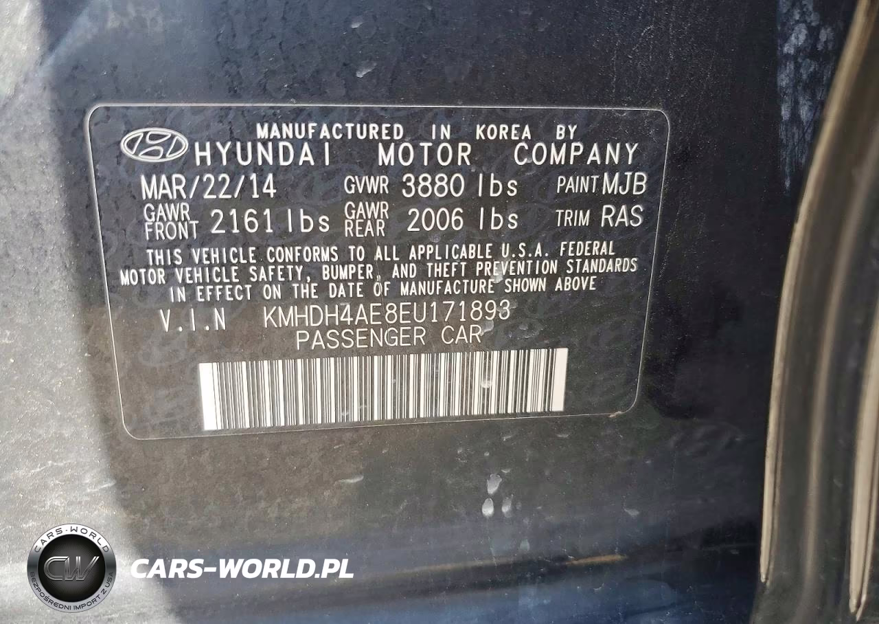 2014 Hyundai Elantra Se VIN:KMHDH4AE8EU171893 - 12