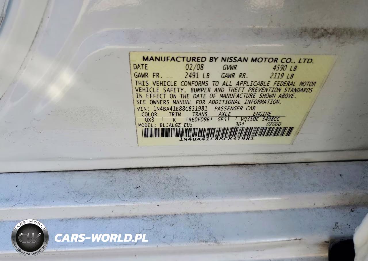 2008 Nissan Maxima 3.5 Se VIN:1N4BA41E88C831981 - 13