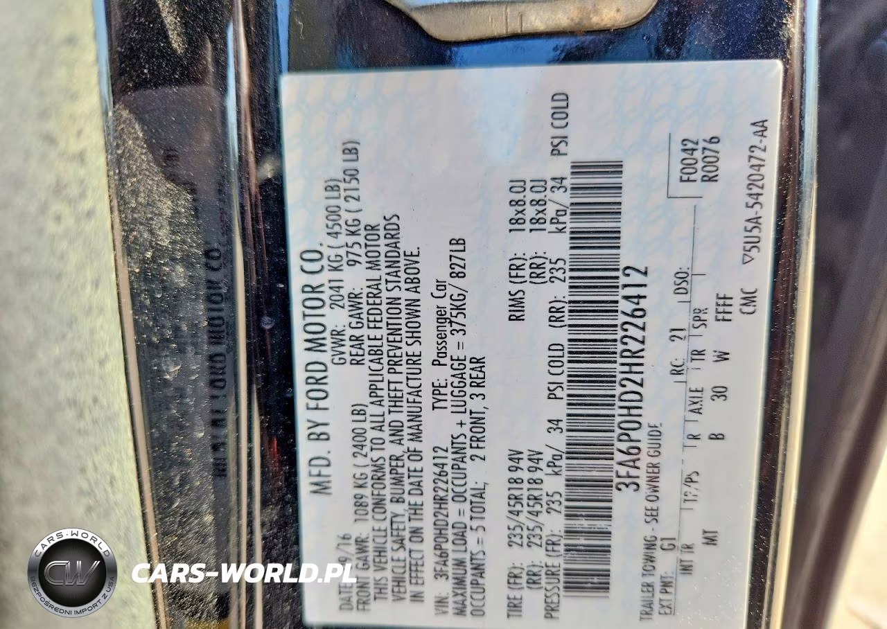 2017 Ford Fusion Se VIN:3FA6P0HD2HR226412 - 12