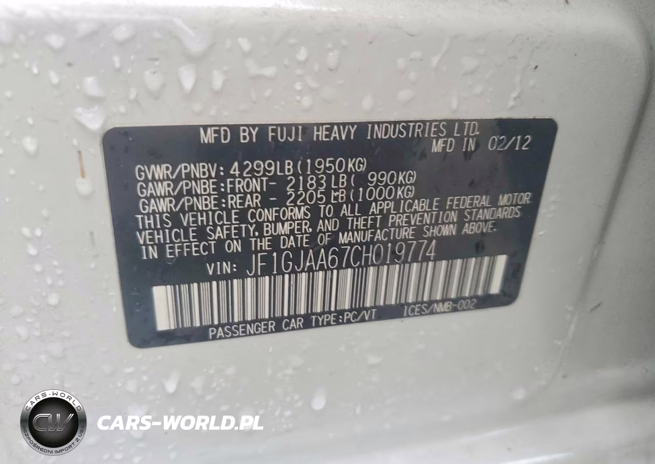 2012 Subaru Impreza VIN:JF1GJAA67CH019774 - 12
