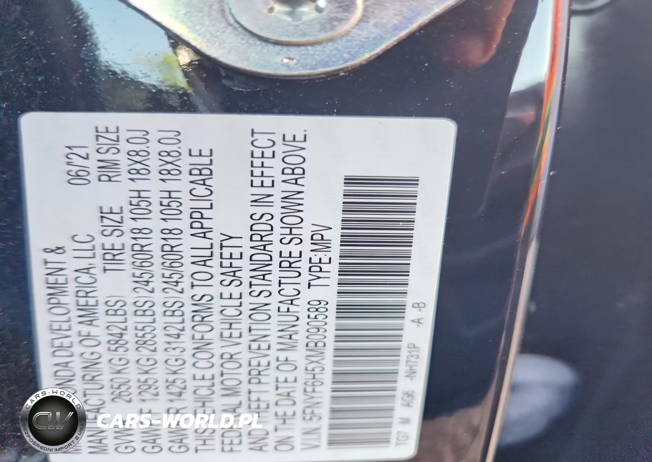 2021 Honda Pilot Exl VIN:5FNYF6H5XMB090589 - 13