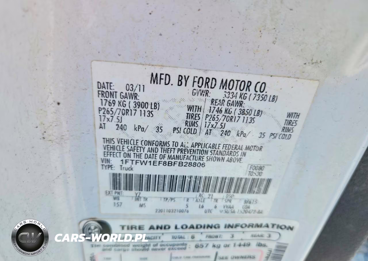 2011 Ford F150 Supercrew VIN:1FTFW1EF8BFB28806 - 12