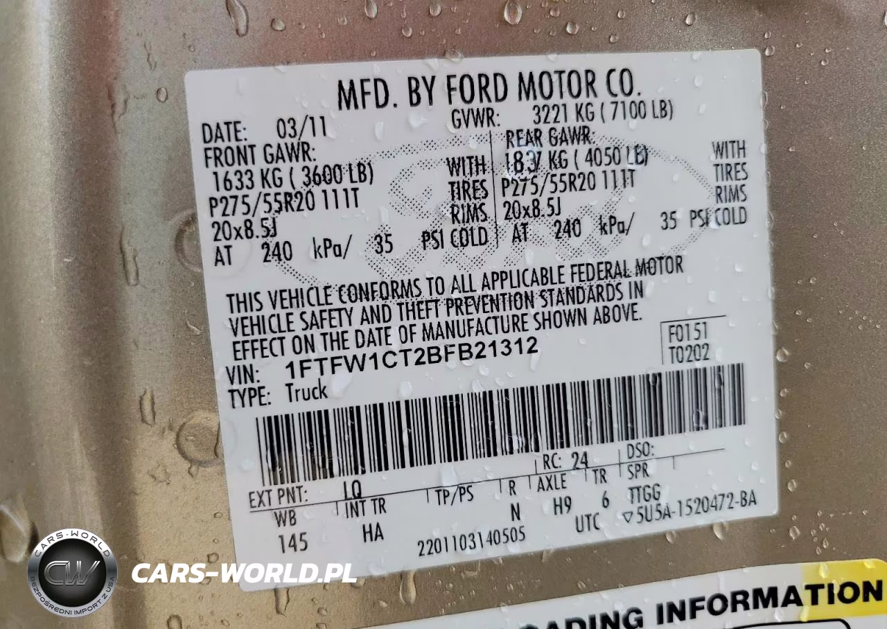 2011 Ford F150 Supercrew VIN:1FTFW1CT2BFB21312 - 12