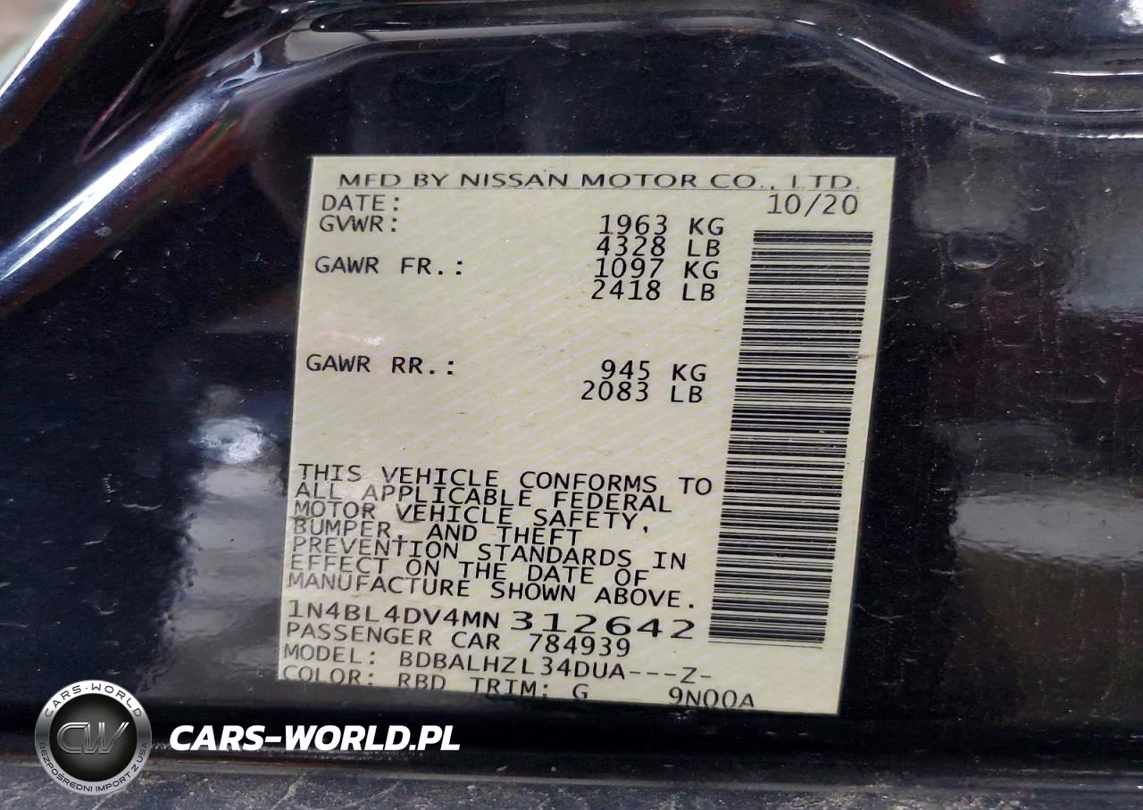 2021 Nissan Altima Sv VIN:1N4BL4DV4MN312642 - 13
