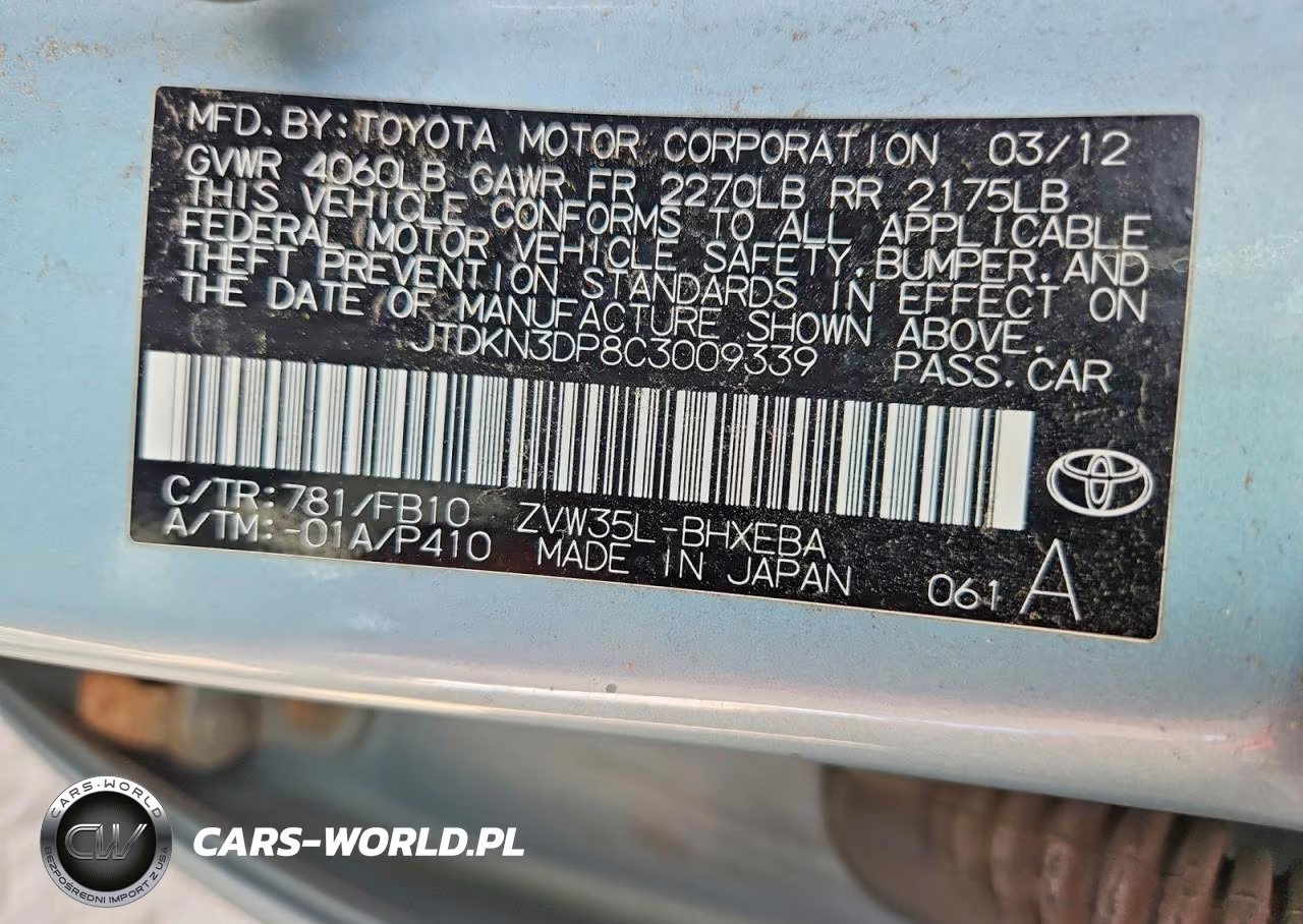 2012 Toyota Prius Plug-In Hybrid Base VIN:JTDKN3DP8C3009339 - 12
