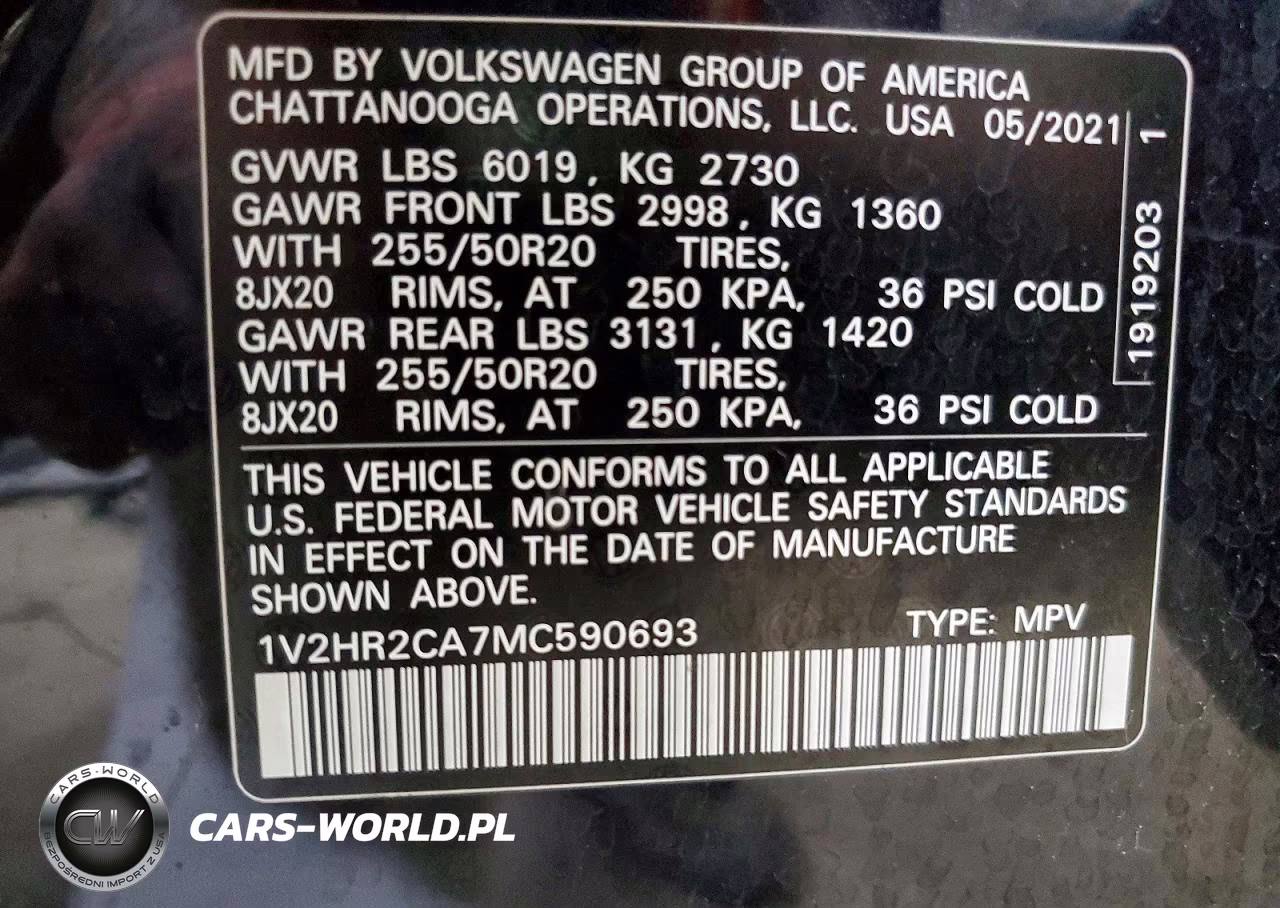 2021 Volkswagen Atlas Se VIN:1V2HR2CA7MC590693 - 14