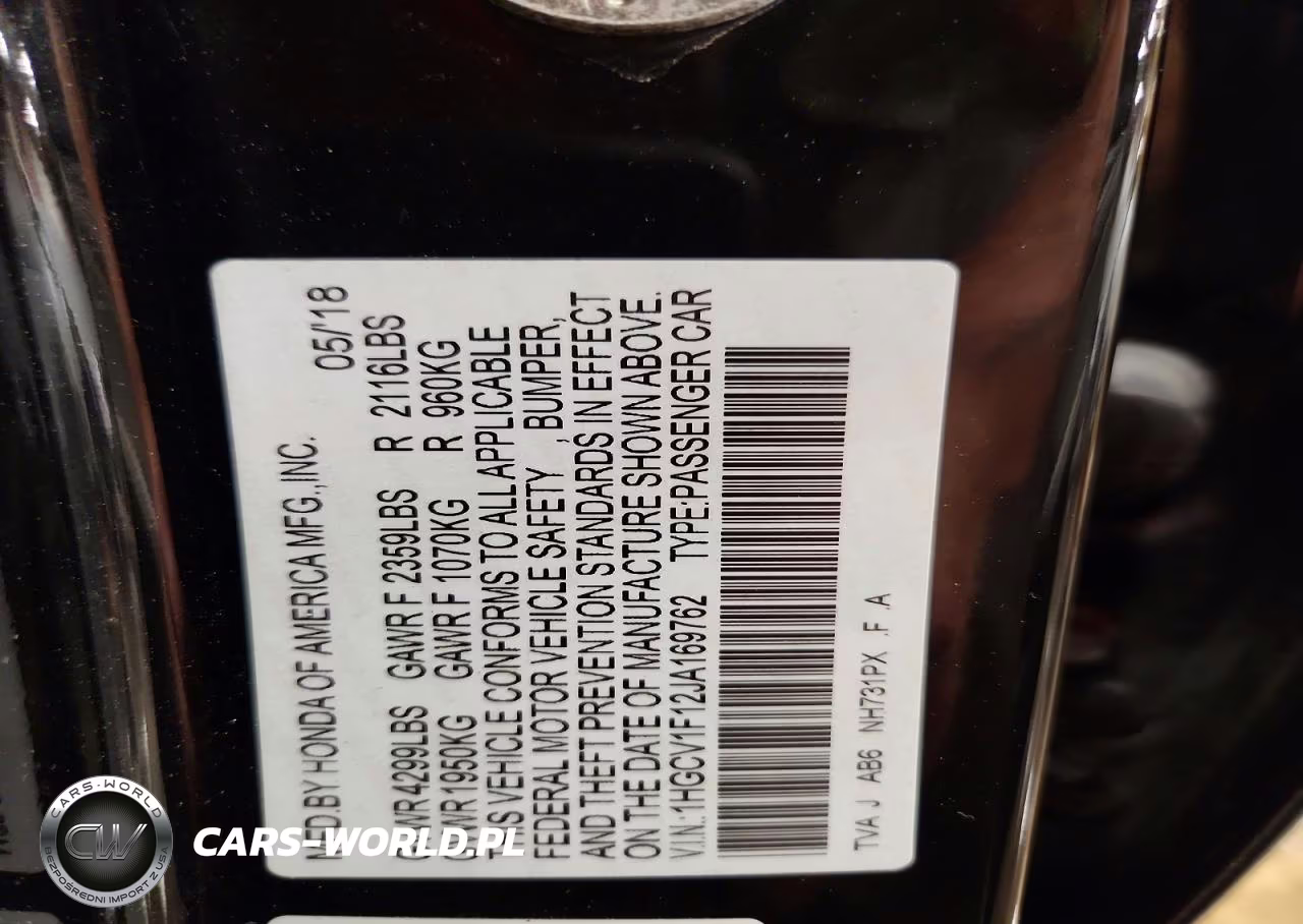 2018 Honda Accord Lx VIN:1HGCV1F12JA169762 - 13