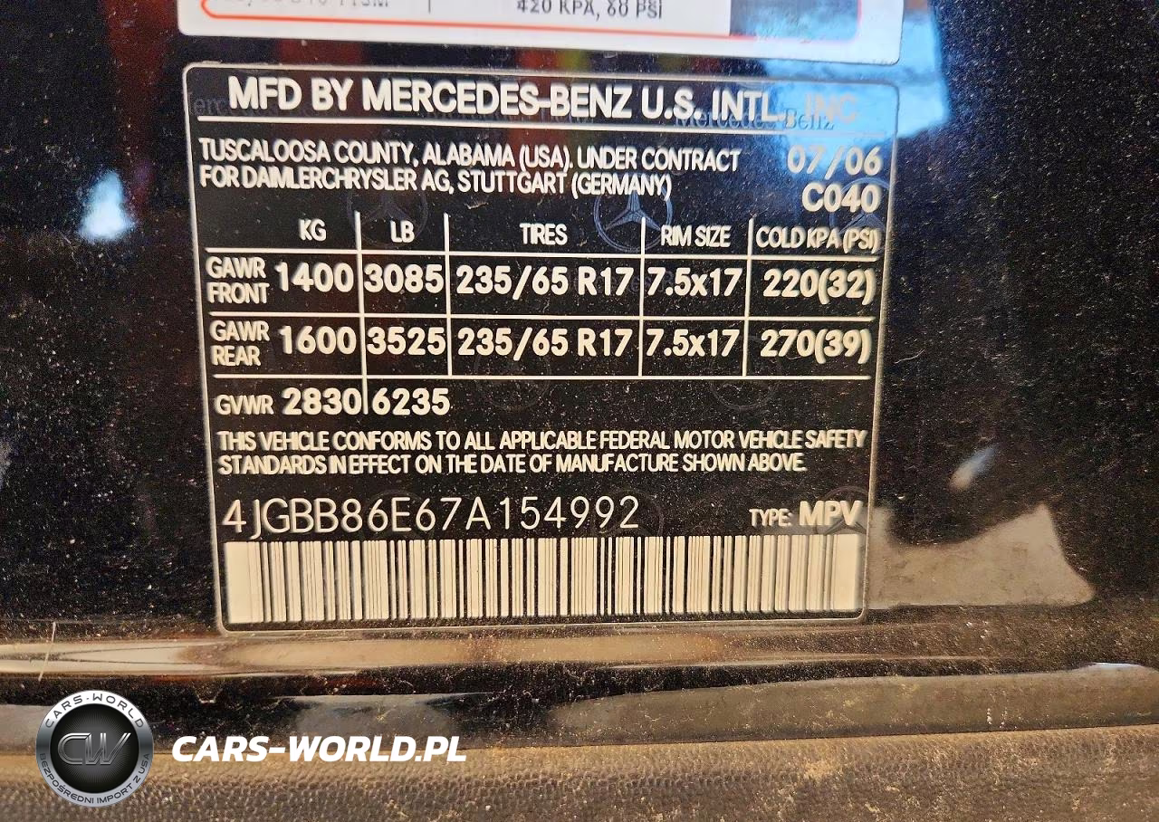 2007 Mercedes-Benz Ml 350 VIN:4JGBB86E67A154992 - 13