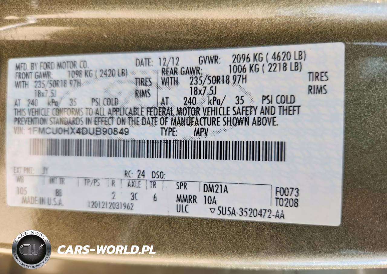2013 Ford Escape Sel VIN:1FMCU0HX4DUB90849 - 13