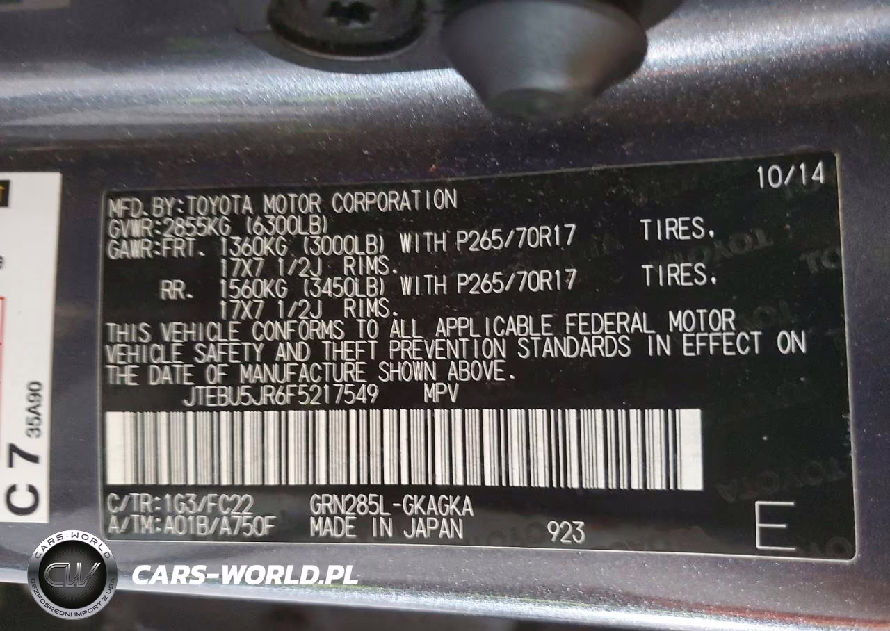 2015 Toyota 4Runner Trail VIN:JTEBU5JR6F5217549 - 12