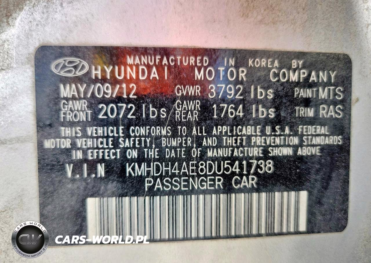 2013 Hyundai Elantra Limited VIN:KMHDH4AE8DU541738 - 12