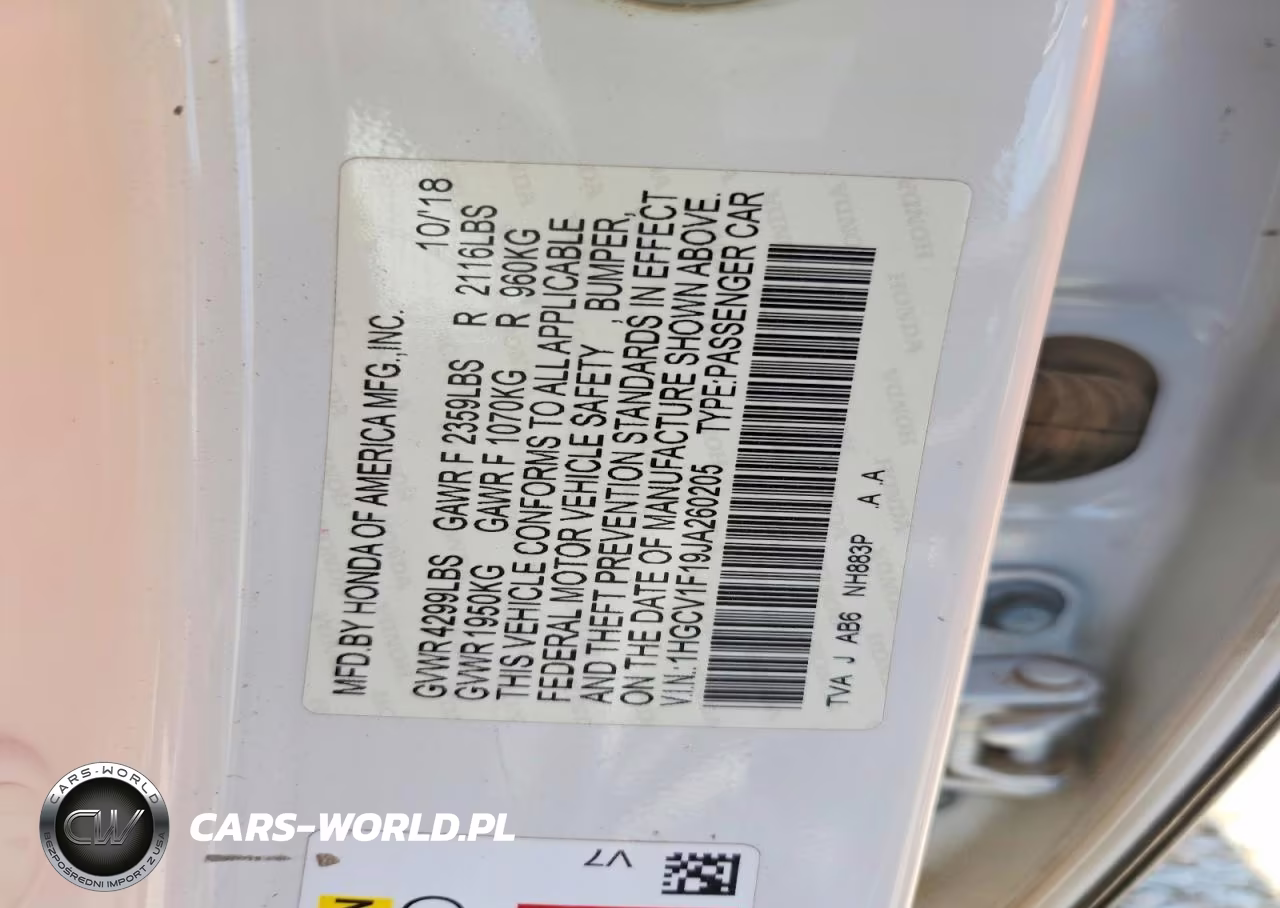 2018 Honda Accord Lx VIN:1HGCV1F19JA260205 - 12