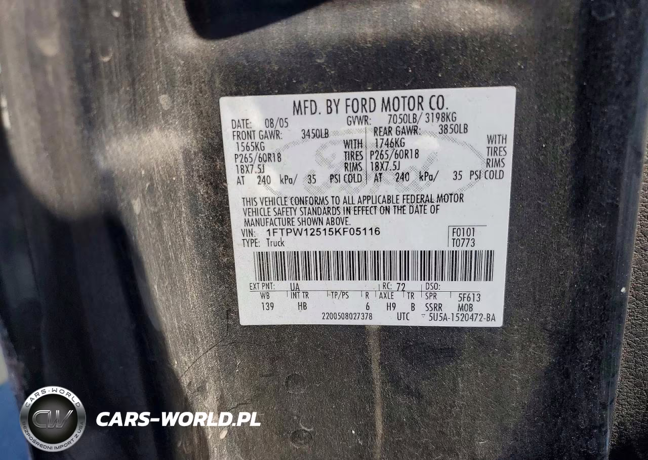 2005 Ford F150 Supercrew VIN:1FTPW12515KF05116 - 12