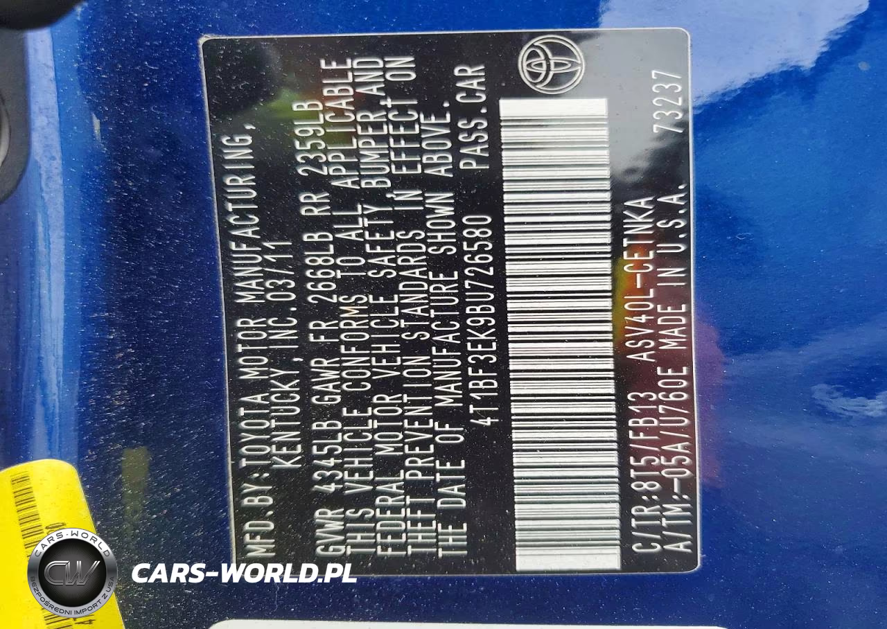 2011 Toyota Camry Le VIN:4T1BF3EK9BU726580 - 12