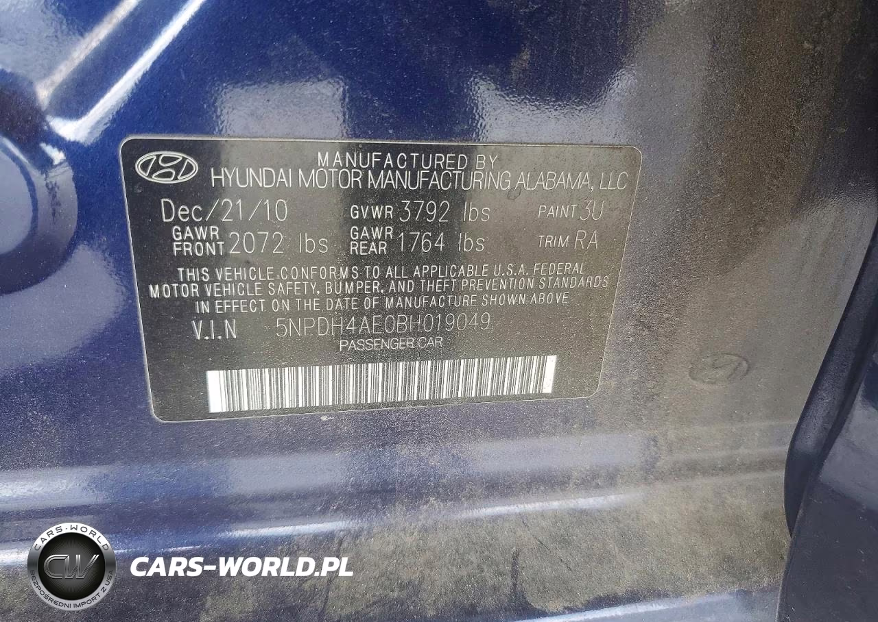 2011 Hyundai Elantra Gls VIN:5NPDH4AE0BH019049 - 12