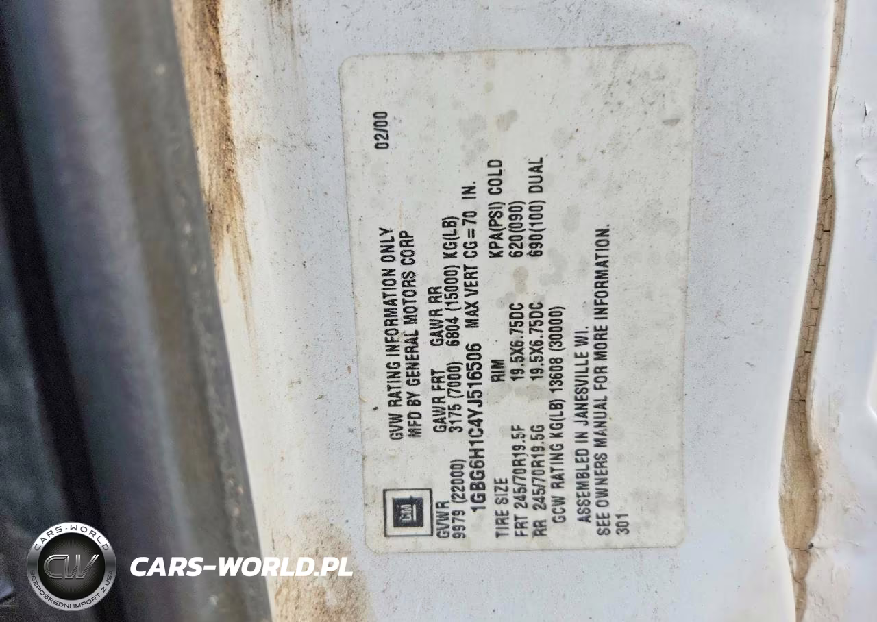 2000 Chevrolet C-Series C6H042 VIN:1GBG6H1C4YJ516506 - 13
