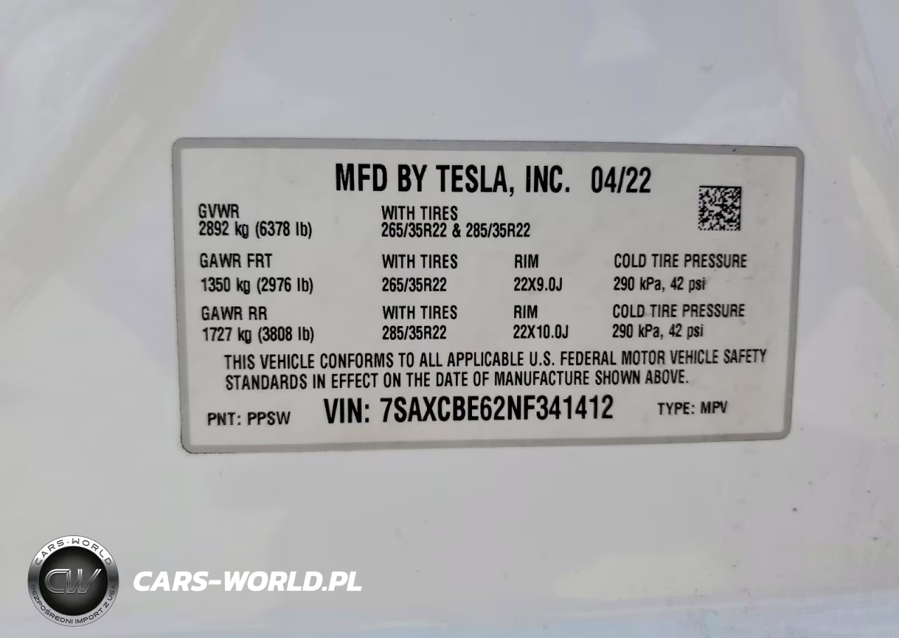 2022 Tesla Model X VIN:7SAXCBE62NF341412 - 14